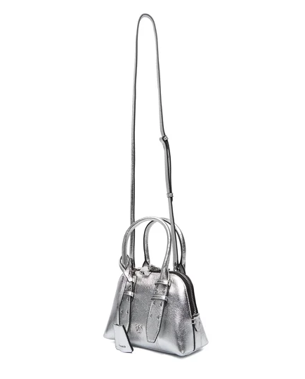 Srebrna torebka Bowling Bag Zip Mini Pelle - Image #4