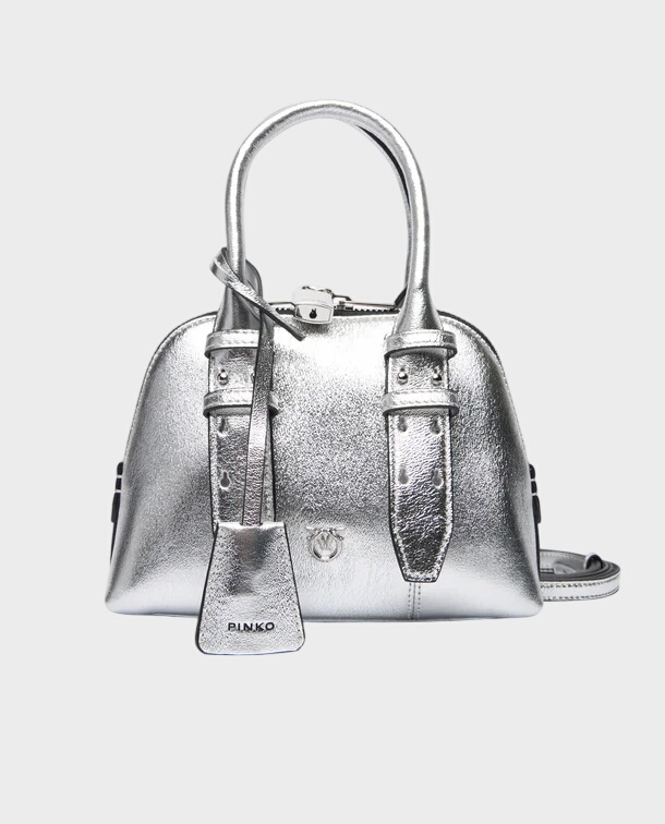 Srebrna torebka Bowling Bag Zip Mini Pelle