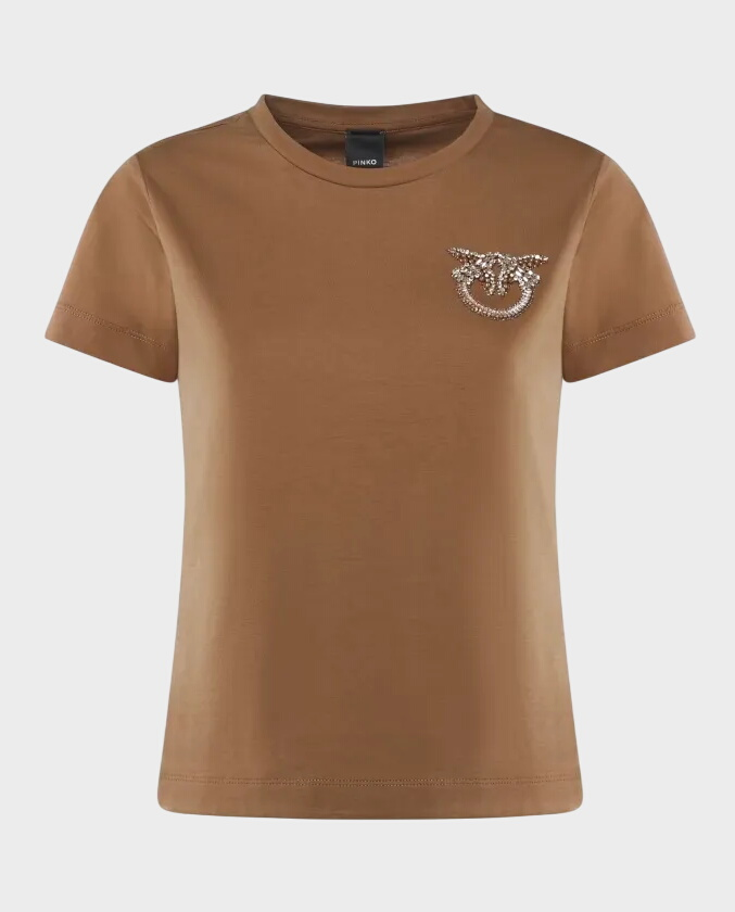 Brązowy t-shirt z biżuteryjnym logo Nambrone