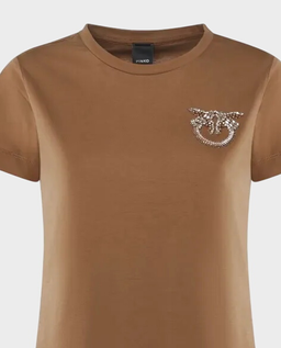 Brązowy t-shirt z biżuteryjnym logo Nambrone - Image #2