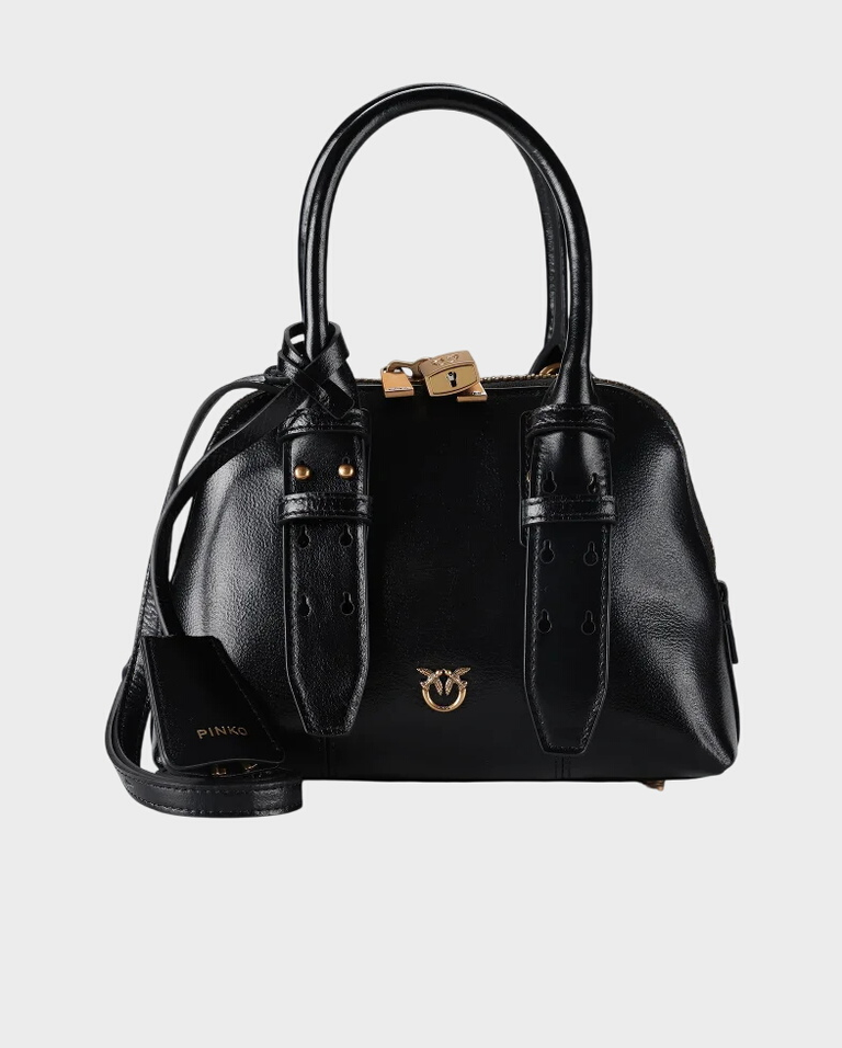 Czarna skórzana torebka Bowling Bag Zip Mini