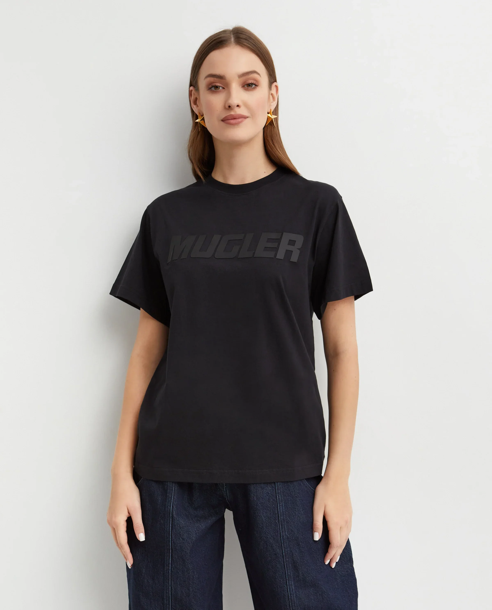 Czarna koszulka Mugler Logo T-Shirt - Image #0