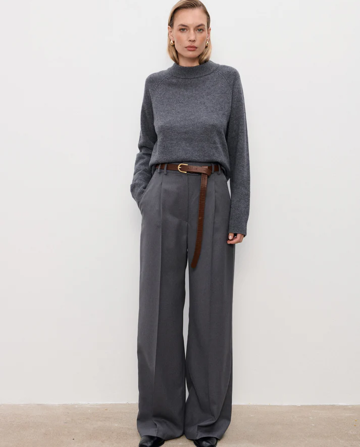 Szare wełniane spodnie Paul