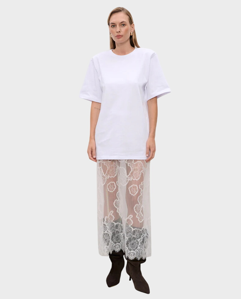 Biała spódnica z koronki Roanne