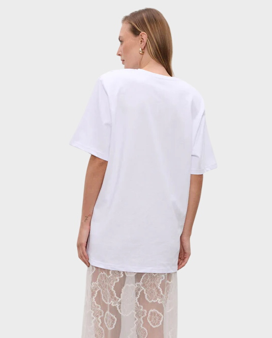 Biały bawełniany T-shirt Mess - Image #2