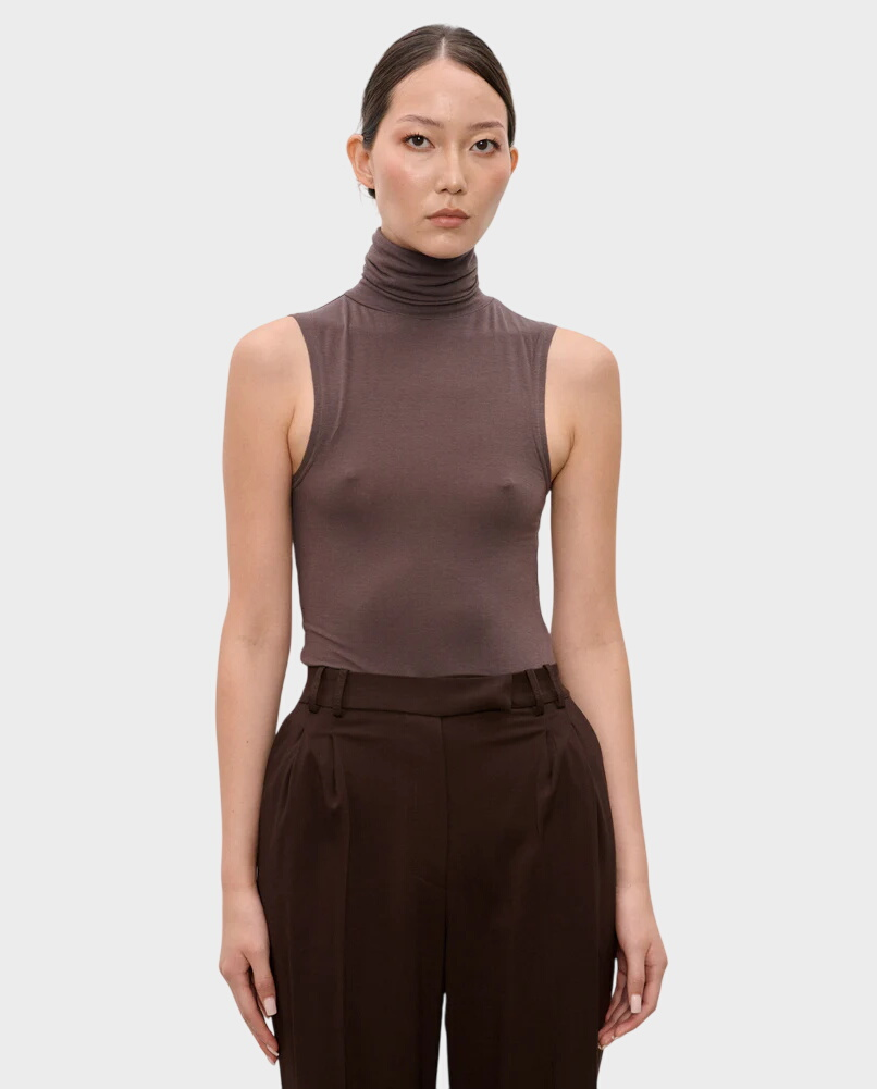 Brązowy top z golfem Charly - Image #1