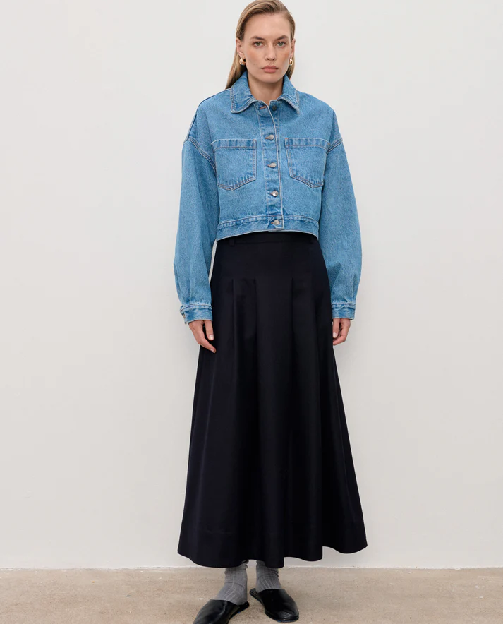 Granatowa wełniana spódnica Kristen