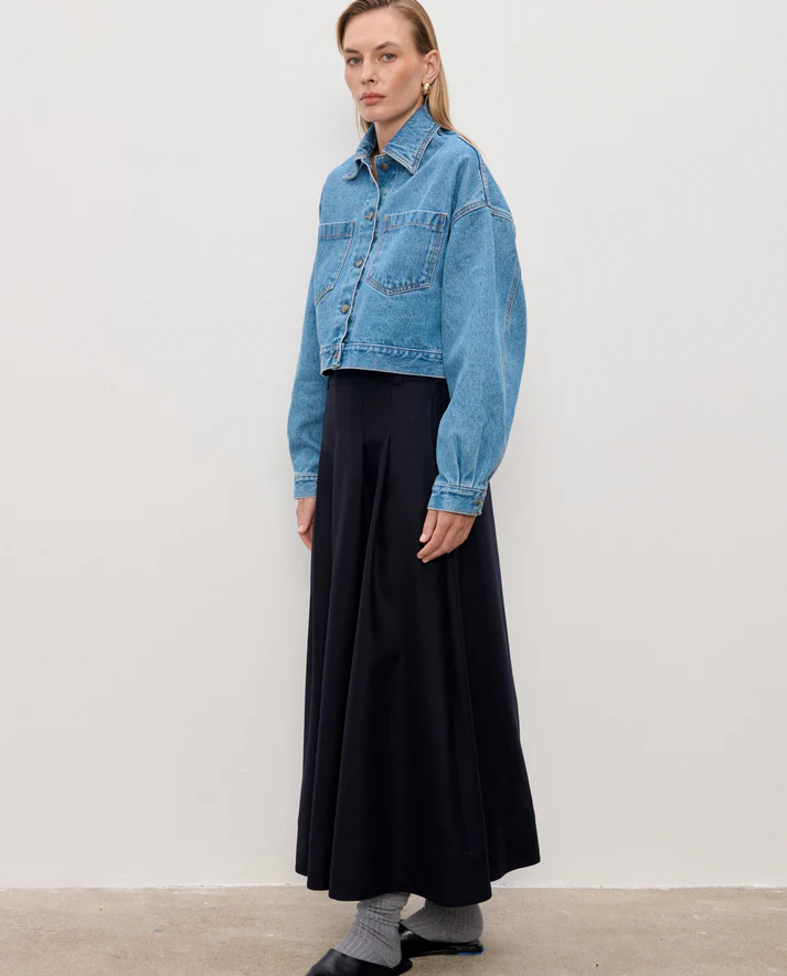 Granatowa wełniana spódnica Kristen - Image #2