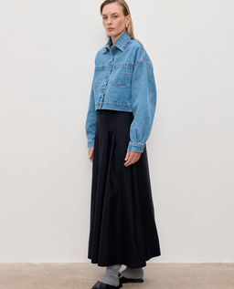 Granatowa wełniana spódnica Kristen - Image #2