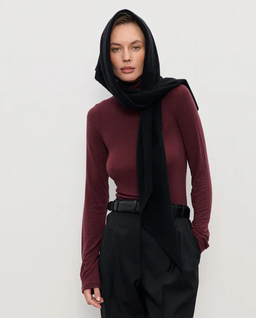 Czarny szal z wełny Leon - Image #0