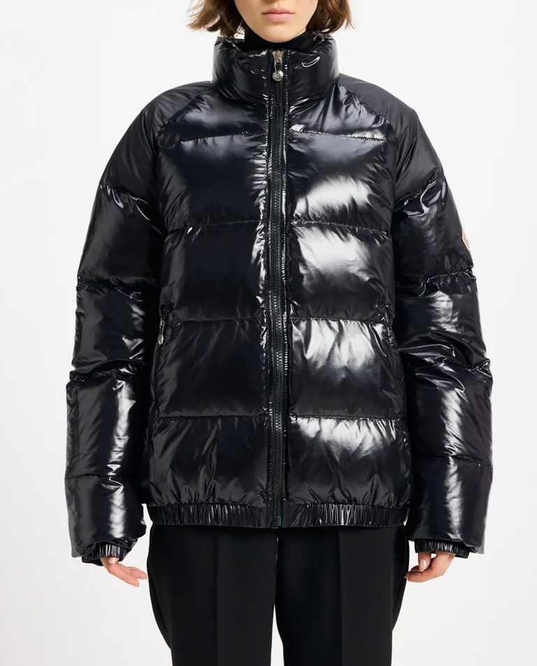 Czarna pikowana kurtka puchowa - Image #5