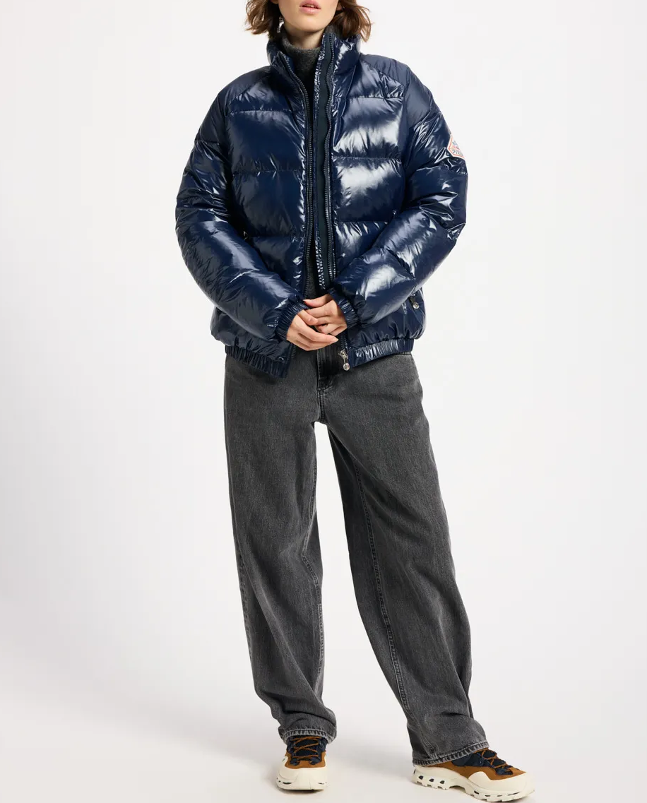 Granatowa pikowana kurtka puchowa - Image #1