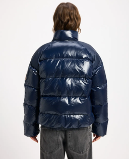 Granatowa pikowana kurtka puchowa - Image #3