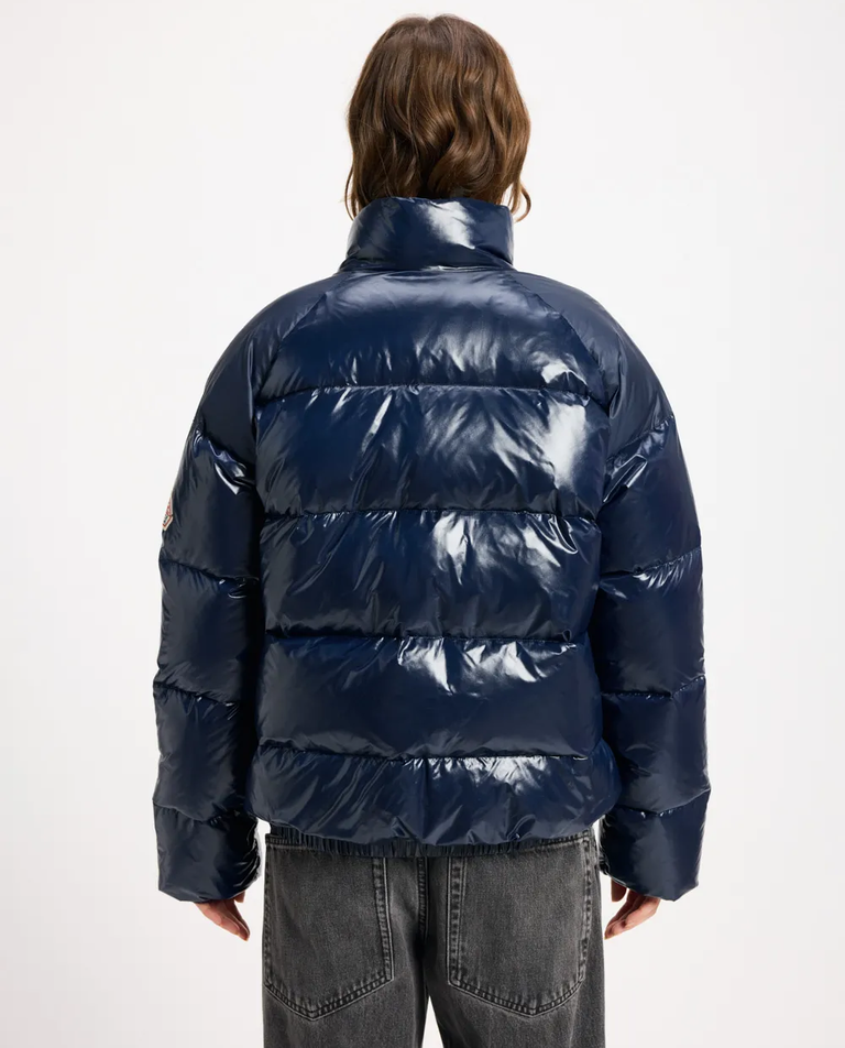 Granatowa pikowana kurtka puchowa - Image #3