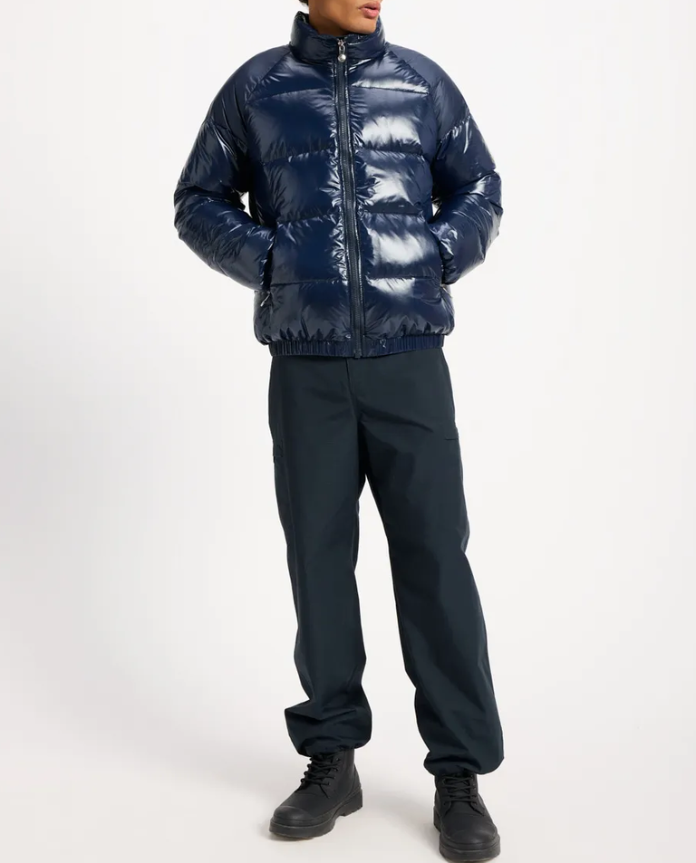 Granatowa pikowana kurtka puchowa - Image #5