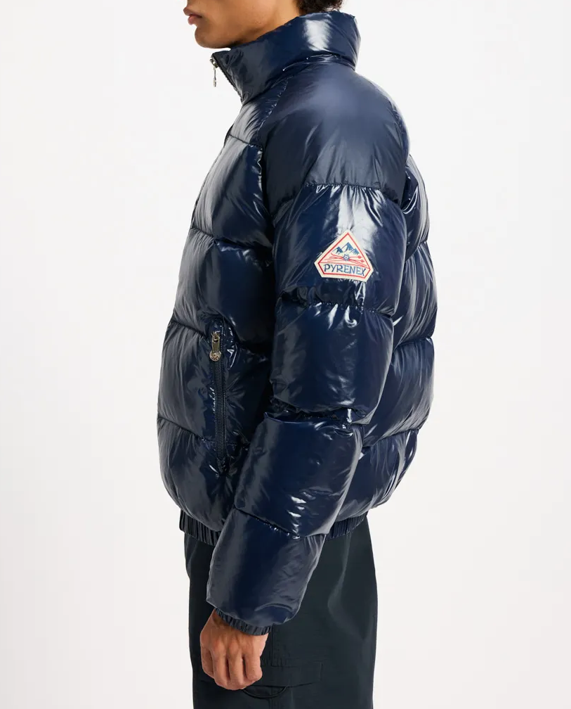 Granatowa pikowana kurtka puchowa - Image #6