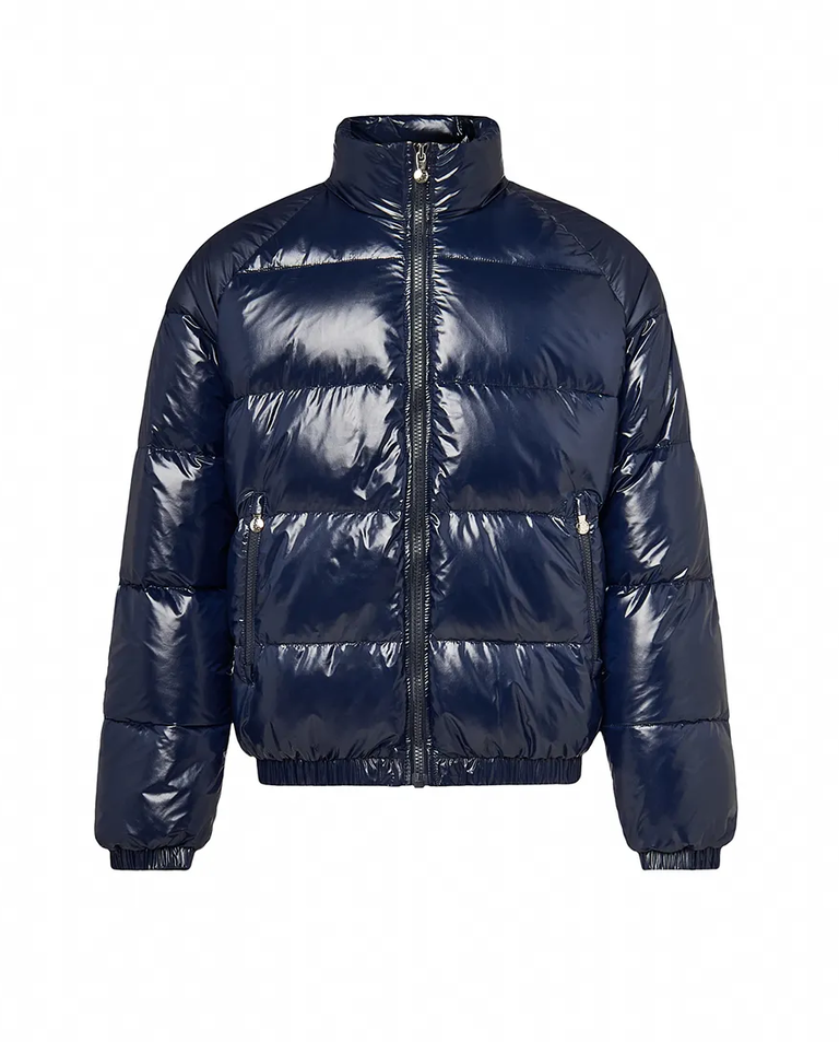 Granatowa pikowana kurtka puchowa - Image #8