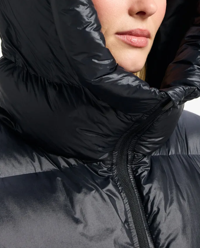 Czarna pikowana kurtka puchowa - Image #4