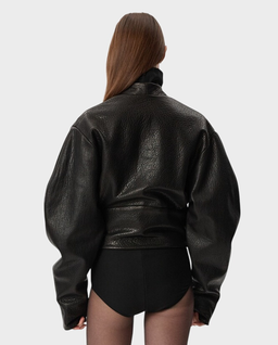 Czarna krótka skórzana kurtka - Image #1