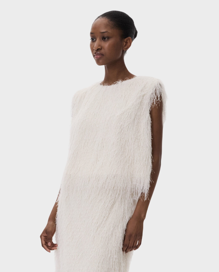 Biały top z  frędzlami