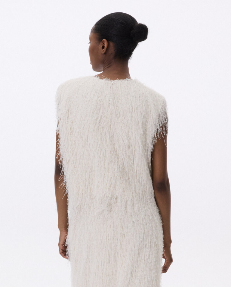 Biały top z  frędzlami