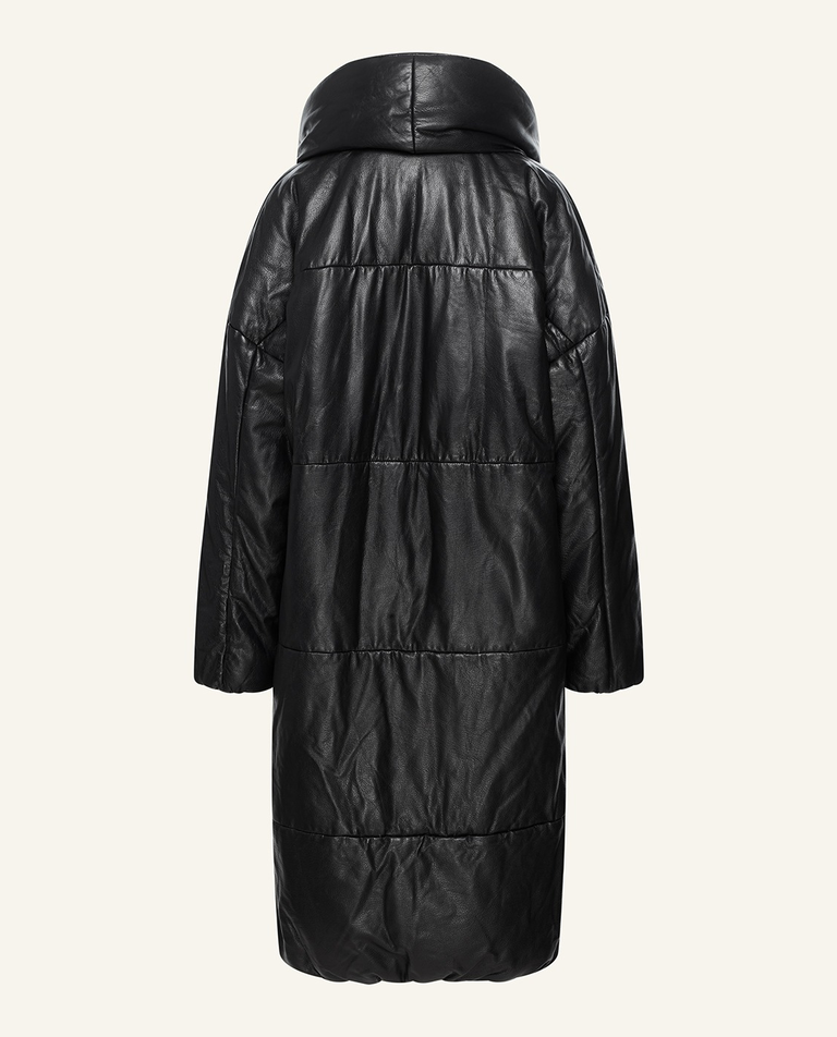 Długi skórzany płaszcz - Image #6