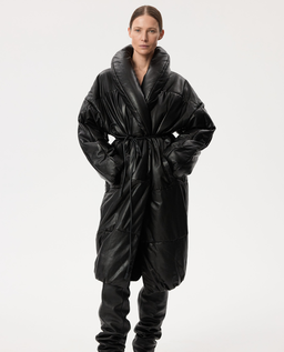 Długi skórzany płaszcz - Image #3