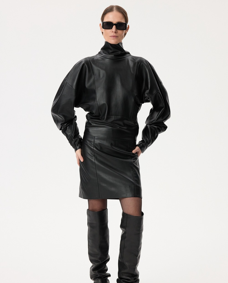 Czarna skórzana sukienka - Image #6