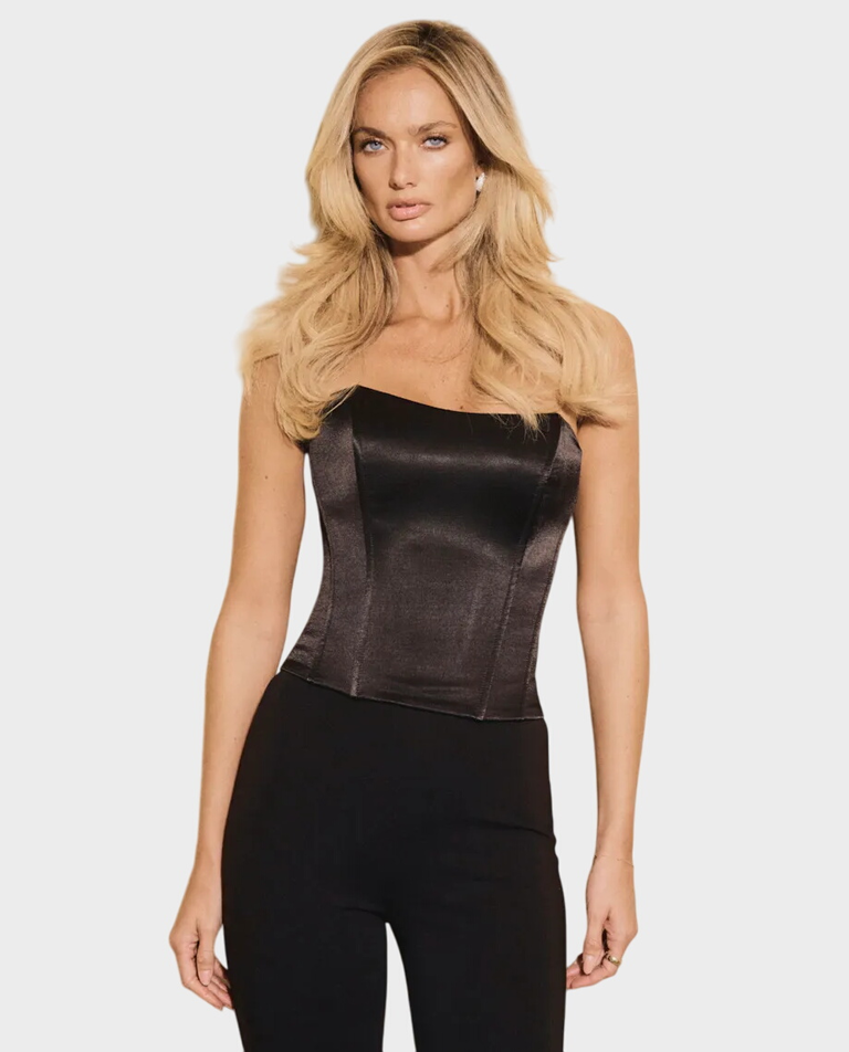 Czarny gorset ze sznurowaniem Bridget