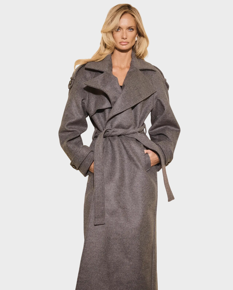 Wełniany szary płaszcz oversize Colette