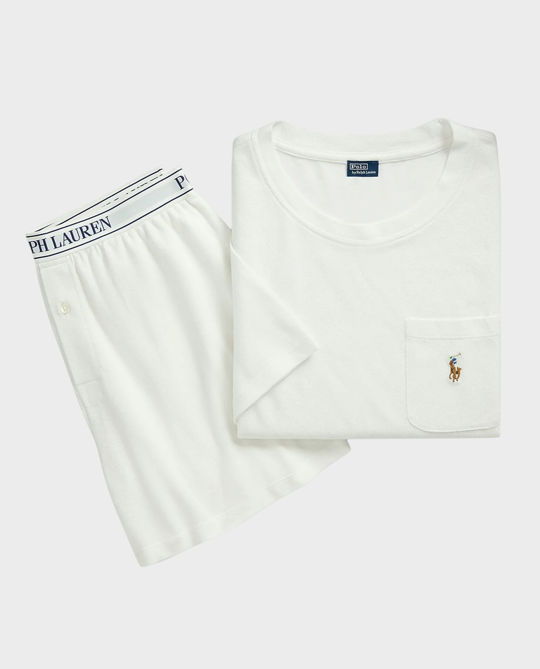 Biała krótka piżama z logo