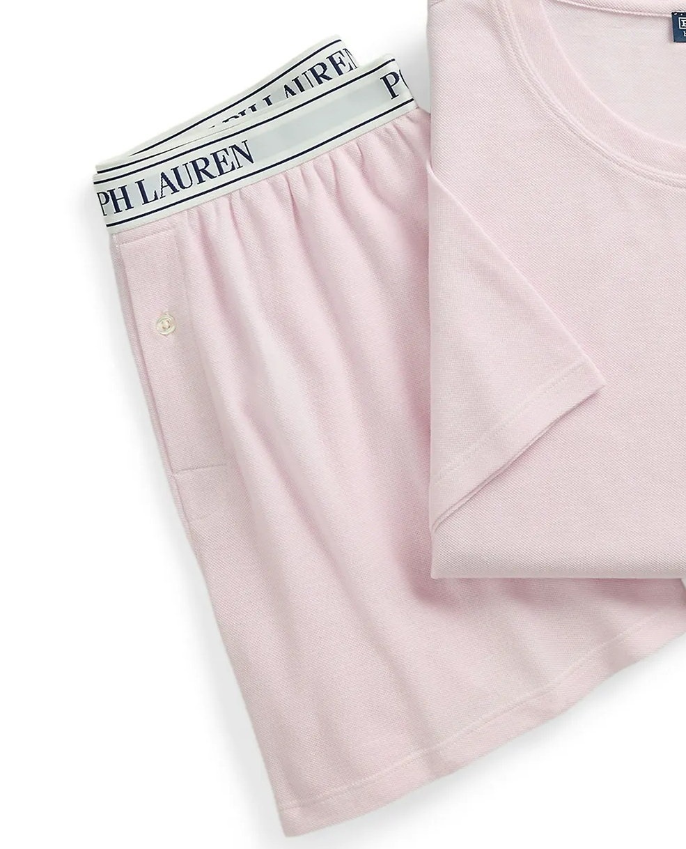 Różowa krótka piżama z logo - Image #2