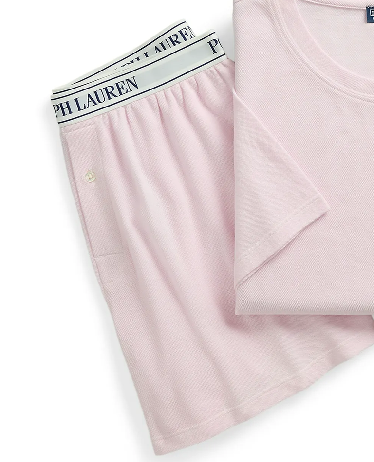 Różowa krótka piżama z logo - Image #2