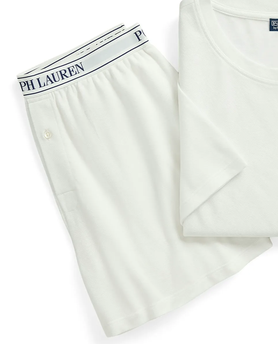 Biała krótka piżama z logo - Image #2