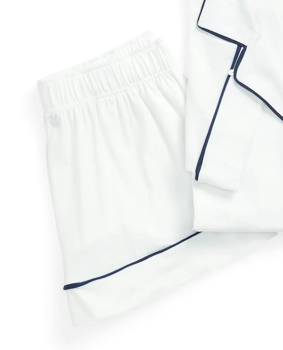 Biała krótka piżama z kołnierzem - Image #2