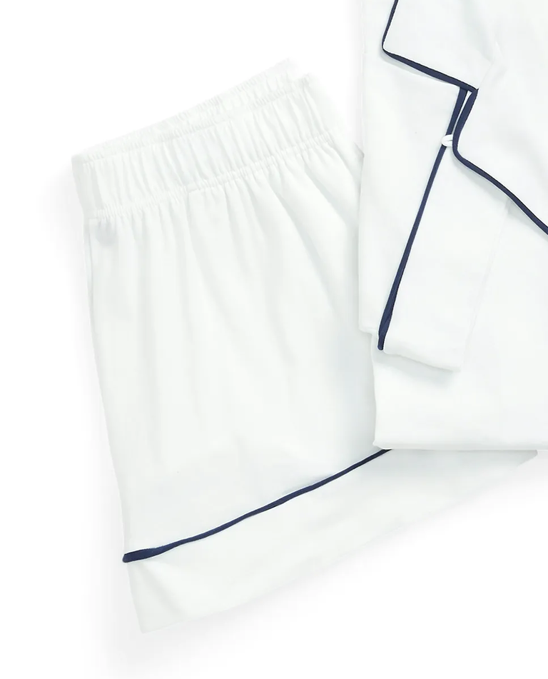 Biała krótka piżama z kołnierzem - Image #2