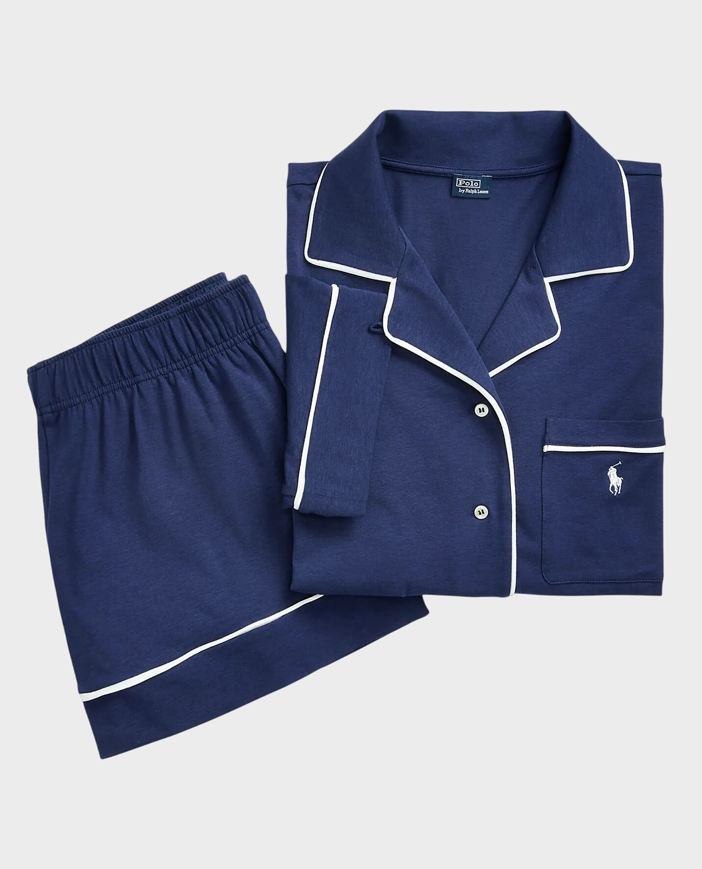 Granatowa krótka piżama z kołnierzem - Image #0