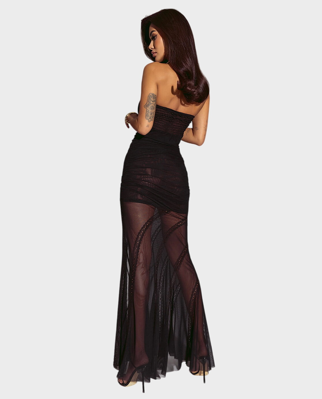 Długa czarna sukienka z siateczki #033 - Image #2