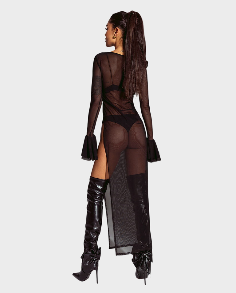 Siateczkowa sukienka z rozcięciem #037 - Image #2