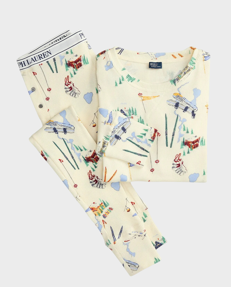 Długa piżama z motywem narciarskim