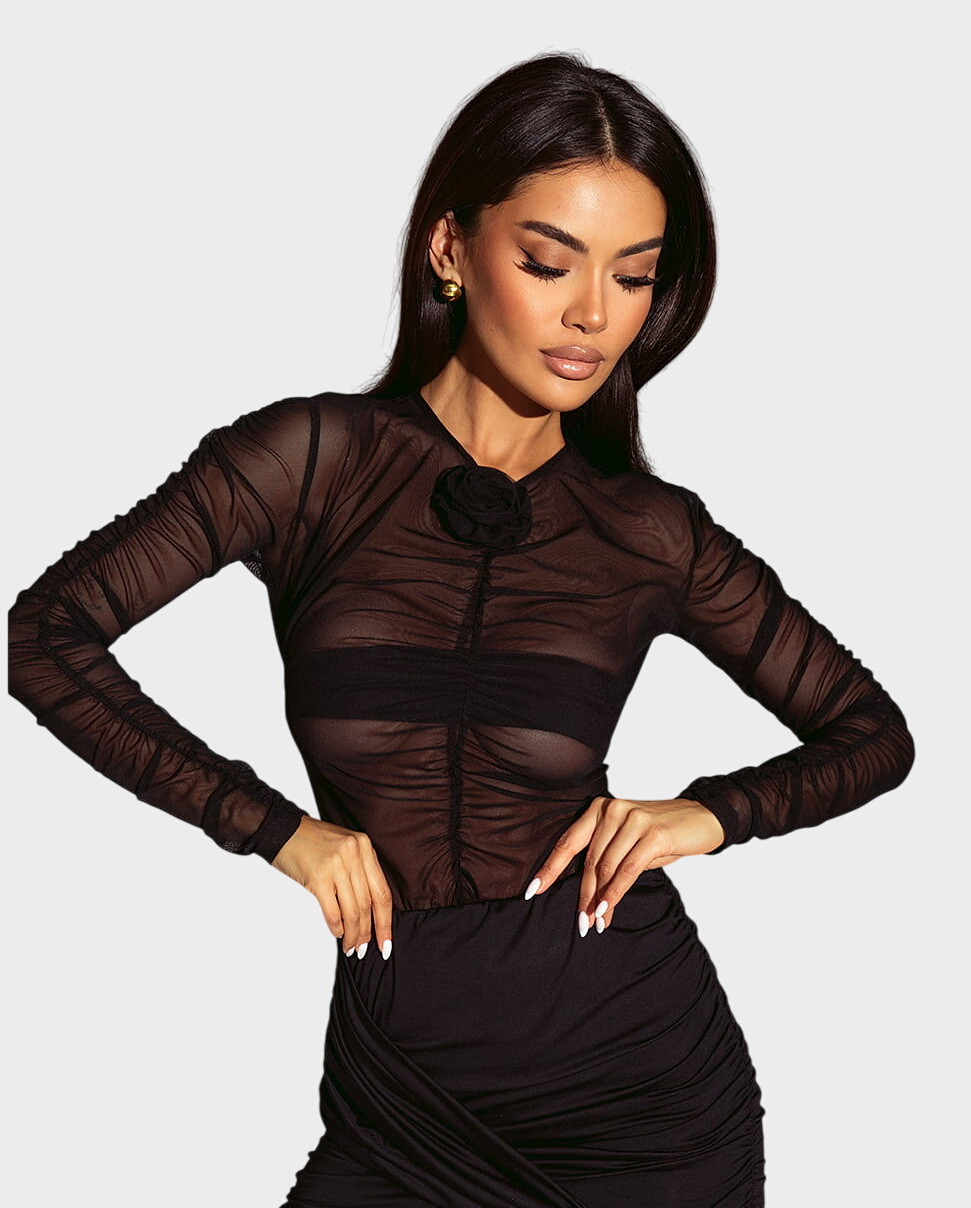 Siateczkowa bluzka z drapowaniem #055 - Image #0