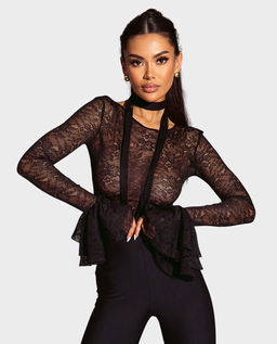 Koronkowa bluzka z ozdobnymi rękawami #058 - Image #0