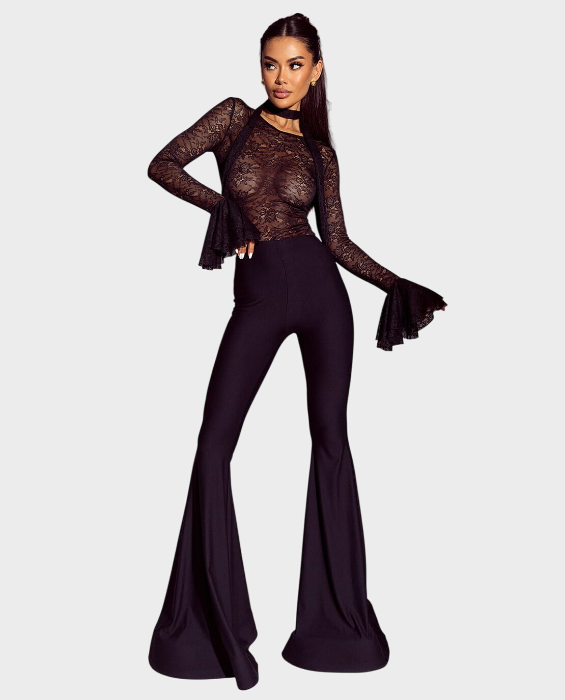 Koronkowa bluzka z ozdobnymi rękawami #058 - Image #3