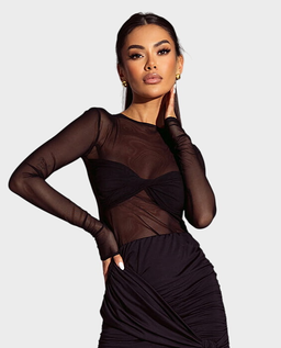 Transparentna bluzka z drapowaną opaską #059 - Image #0