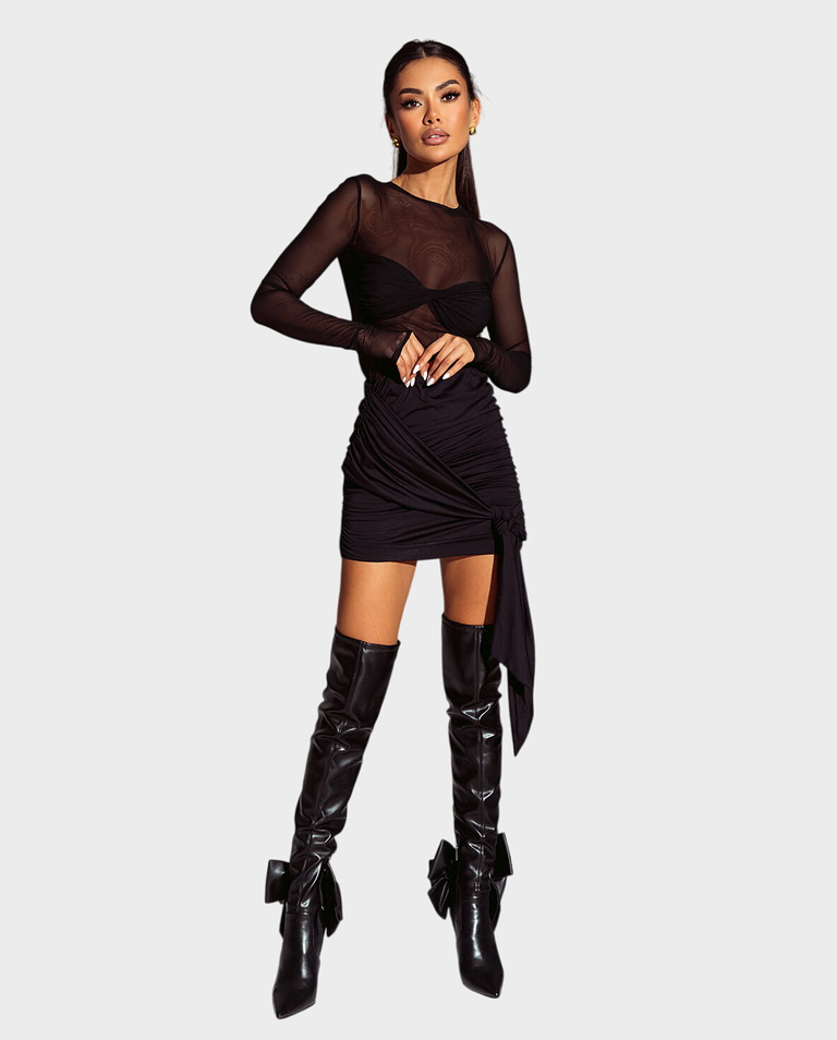 Transparentna bluzka z drapowaną opaską #059