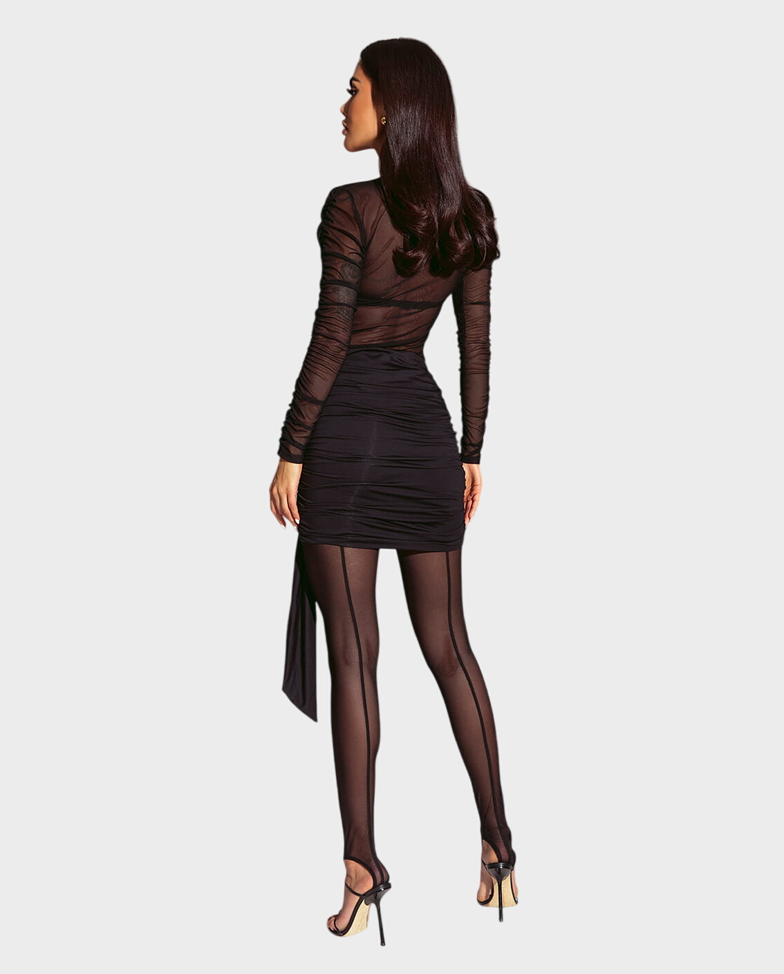 Czarne legginsy z siateczki #077 - Image #4