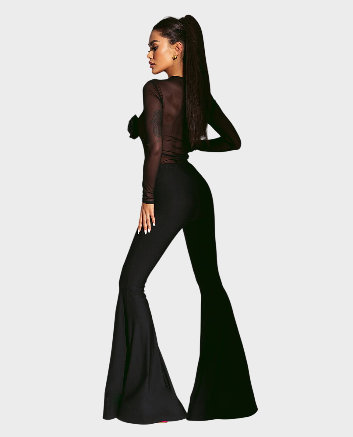 Czarne spodnie z rozszerzanymi nogawkami #079 - Image #3