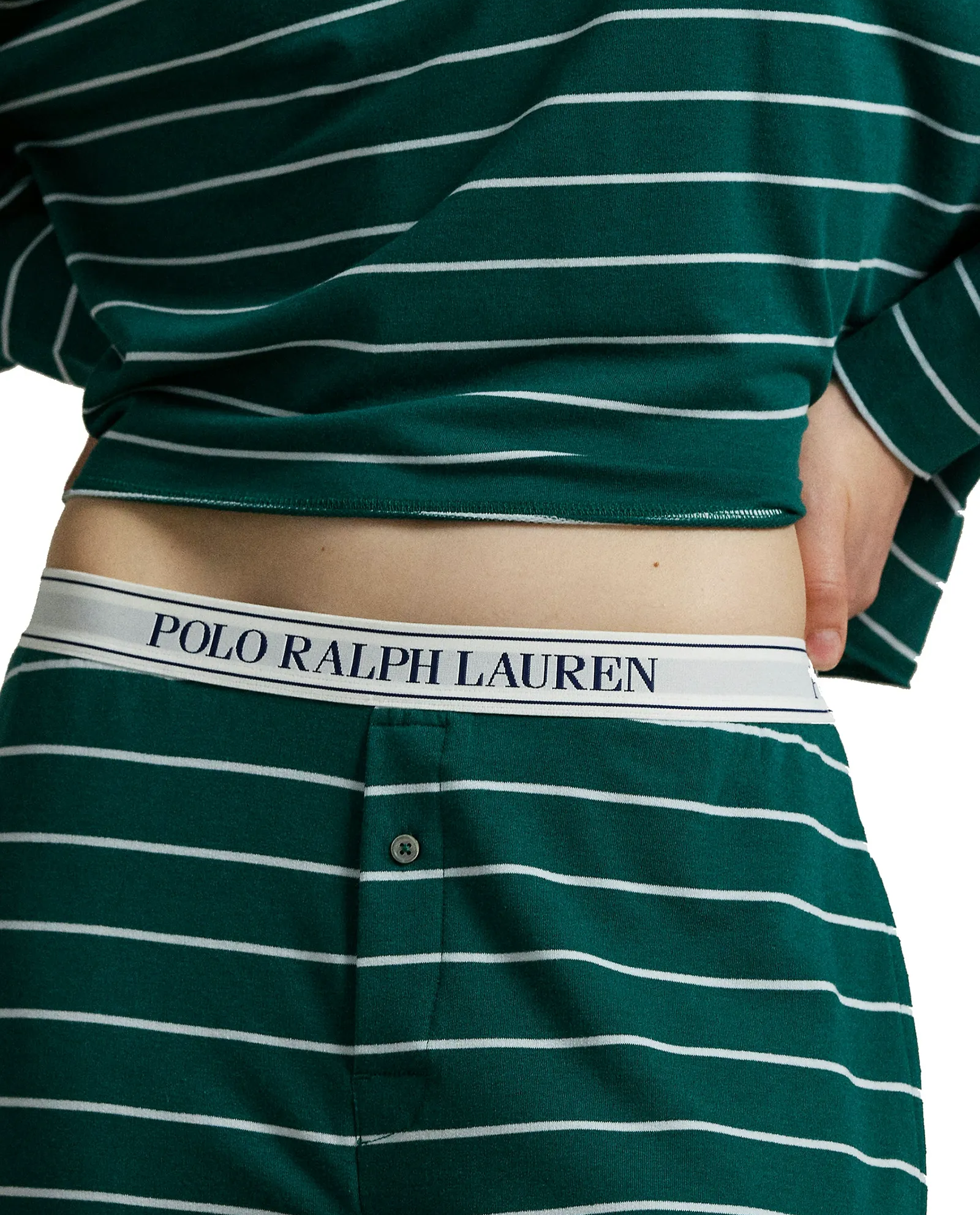 Długa zielona piżama w paski - Image #3