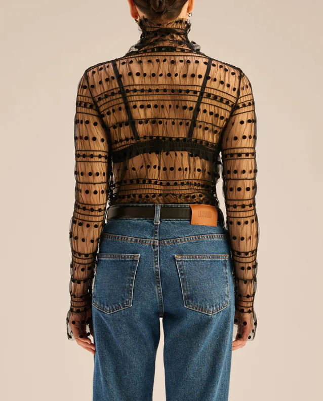 Czarna bluzka z golfem Lily - Image #2