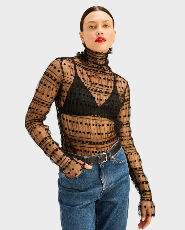 Czarna bluzka z golfem Lily